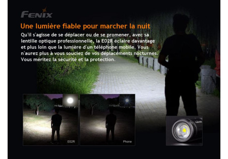 Lampe tactique FENIX E02R 200 LUMENS BLACK