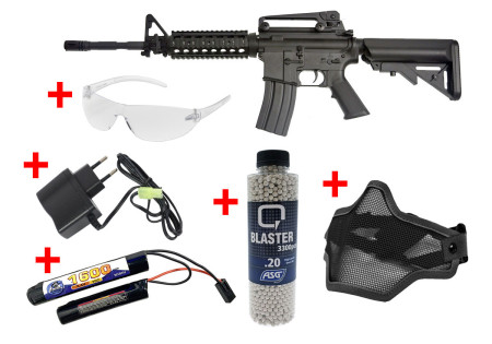 Pack FUSIL M4 RIS AEG A&K BLACK + ACCESSOIRES