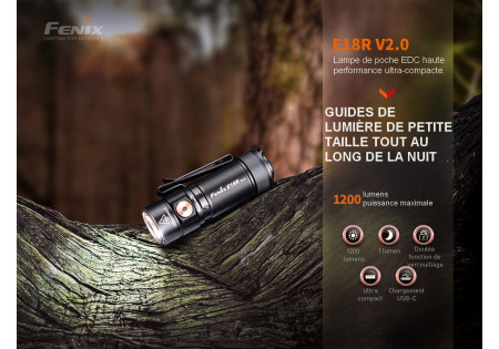 Lampe tactique FENIX E18R V2.0 1200 LUMENS