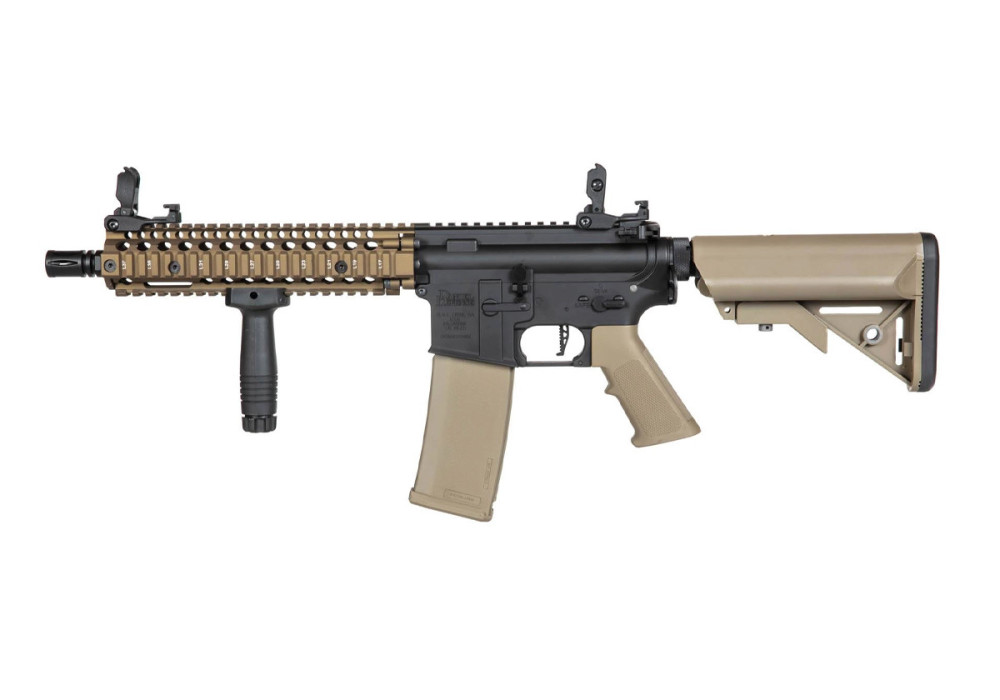 Fusil MK18 SA-E19 2.0 FULL METAL CHAOS BRONZE BLACK/TAN DANIEL DEFENSE SPECNA ARMS