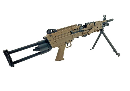 Fusil M249 PARA FN HERSTAL MINIMI 2400 BBs FIBRE NYLON AEG TAN CYBERGUN