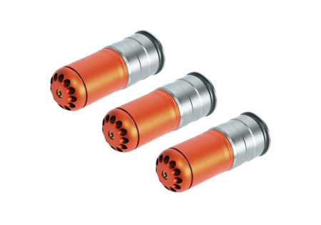 Grenade ogive DIAM 40mm AIRSOFT 120 BILLES M203 ORANGE GREY KING ARMS X3