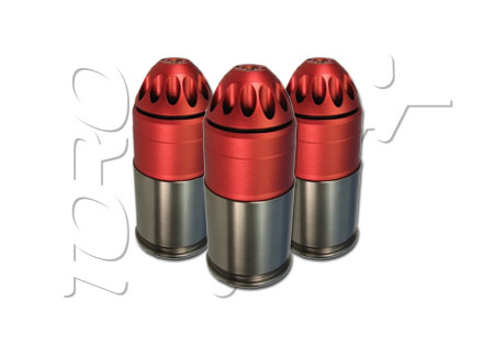 Lot de 3 grenades ogives 120 billes M203 40mm de chez KING ARMS.