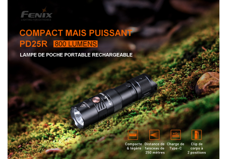 Lampe tactique FENIX PD25R 800 LUMENS