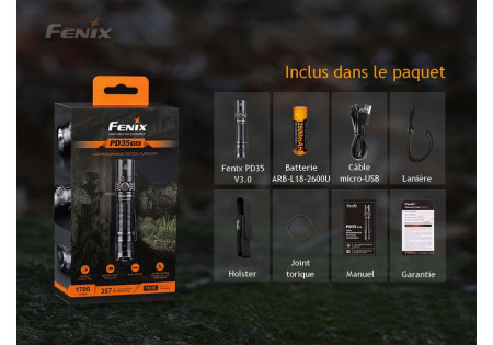 Lampe tactique FENIX PD35 V3.0 1700 LUMENS