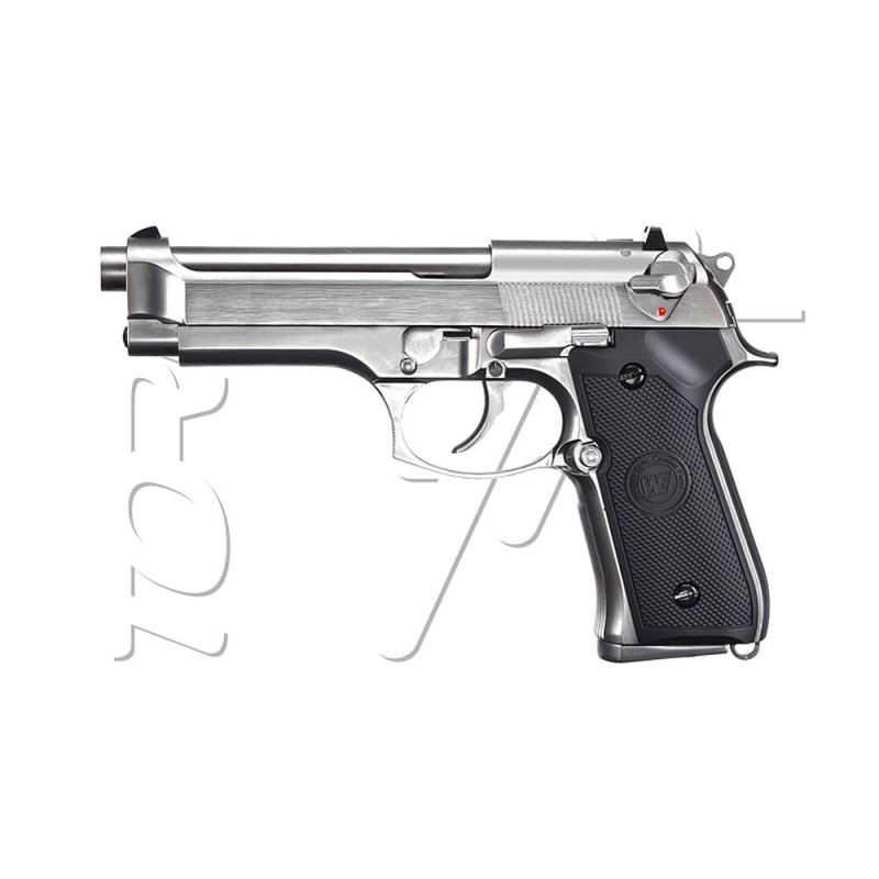 Pistolet BERETTA M92FS FULL AUTO GAZ BLOWBACK WE SILVER