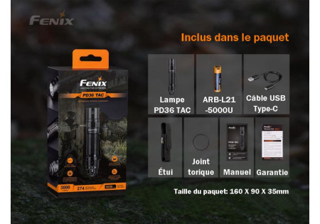 Lampe tactique FENIX PD36 TAC 3000 LUMENS