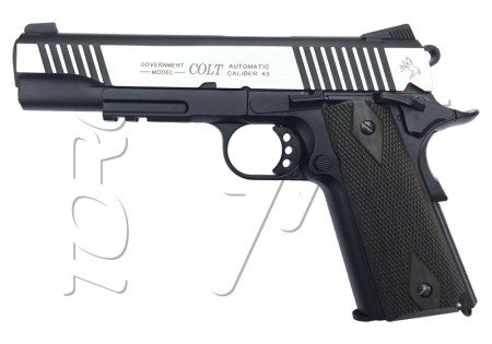 Pistolet COLT 1911 RAIL GUN BLOWBACK CO2 METAL BLACK - SILVER BLACK