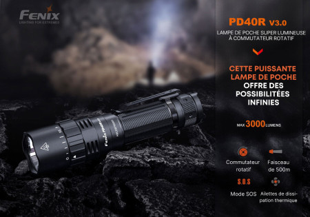 Lampe tactique FENIX PD40R V3 3000 LUMENS