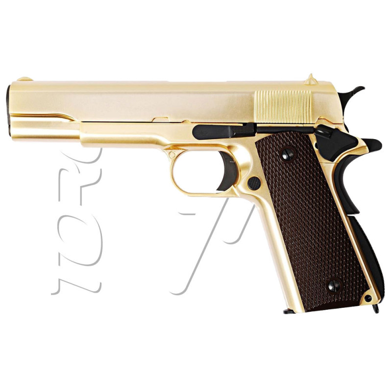 Pistolet 1911 CHROME FULL METAL BLOWBACK GAZ GOLD WE