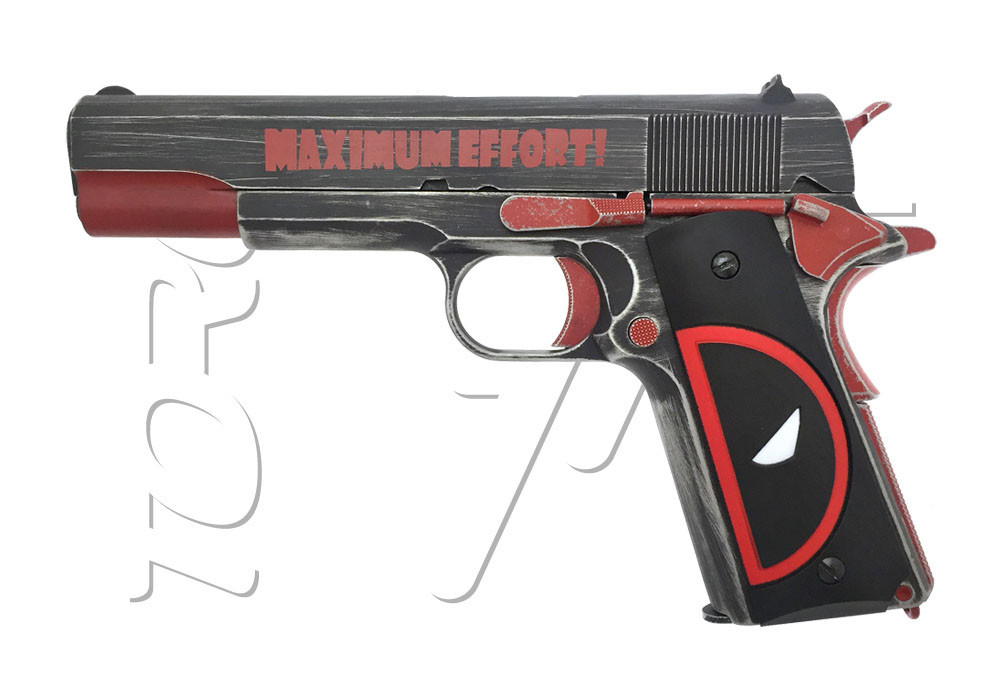 Pistolet 1911 DEADPOOL GAZ AW CUSTOM GREY RED