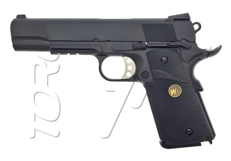 Pistolet COLT 1911 RAILED MEU GRIP BLOWBACK GAZ WE BLACK