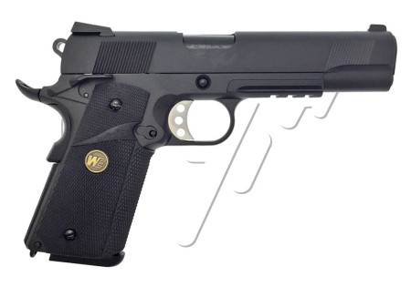 Pistolet COLT 1911 RAILED MEU GRIP BLOWBACK GAZ WE BLACK