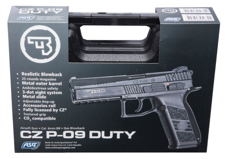 Pistolet CZ P09 DUTY BLACK GAZ CO2 + MALLETTE ASG