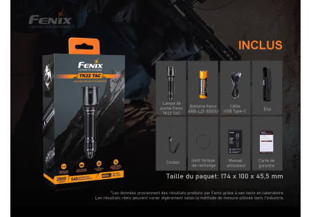 Lampe tactique FENIX TK22 TAC 2800 LUMENS