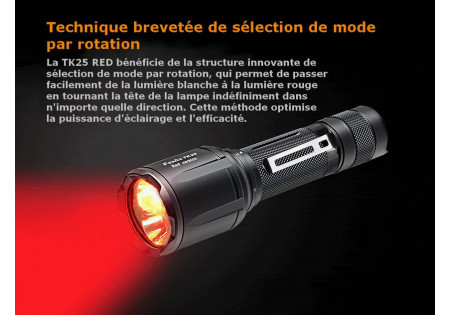 Lampe tactique FENIX TK25 RED 310 LUMENS ET WHITE 1000 LUMENS