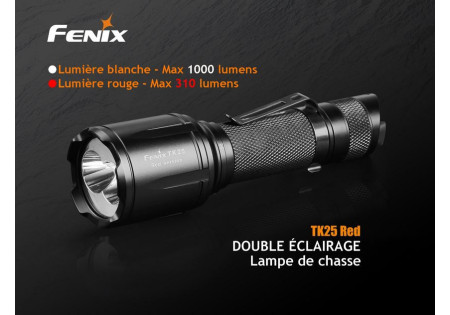 Lampe tactique FENIX TK25 RED 310 LUMENS ET WHITE 1000 LUMENS