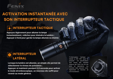 Lampe tactique FENIX TK30 500 LUMENS PORTEE 1200 METRES