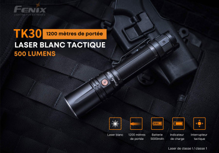 Lampe tactique FENIX TK30 500 LUMENS PORTEE 1200 METRES