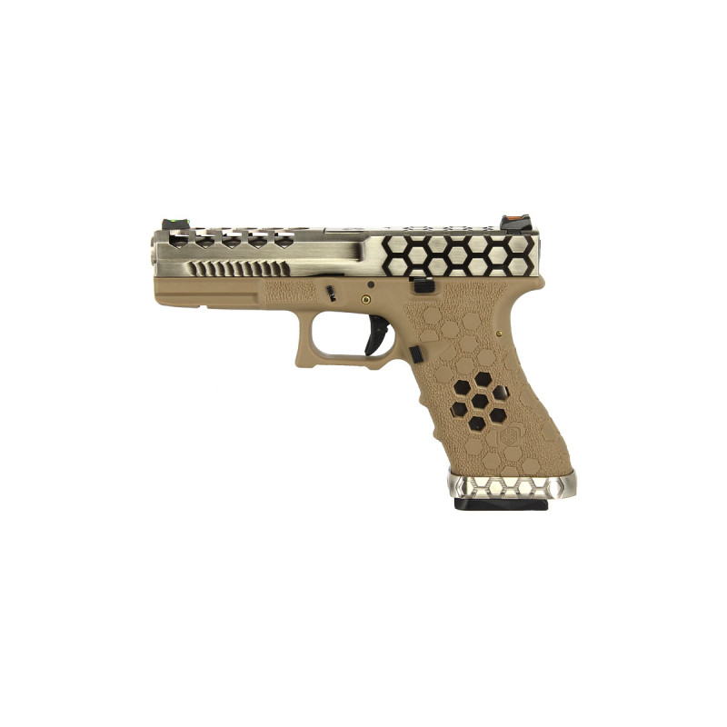 Pistolet VX0110 HEX CUT TYPE GLOCK TAN/SILVER AW CUSTOM GAZ