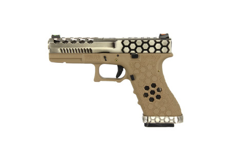 Pistolet VX0110 HEX CUT TYPE GLOCK TAN/SILVER AW CUSTOM GAZ