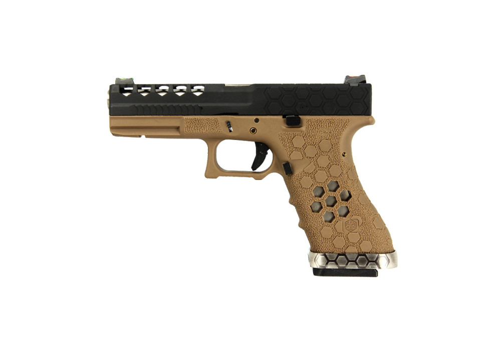 Pistolet VX0111 HEX CUT TYPE GLOCK TAN/BLACK AW CUSTOM GAZ