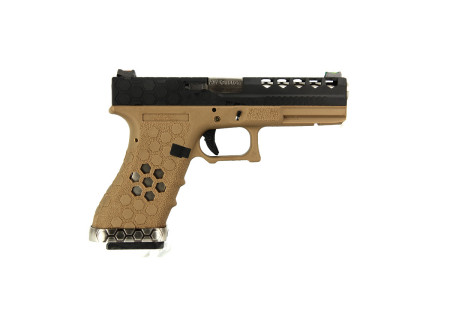 Pistolet VX0111 HEX CUT TYPE GLOCK TAN/BLACK AW CUSTOM GAZ