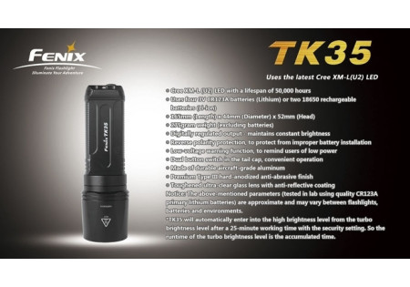 Lampe tactique FENIX TK35 U2 900 LUMENS