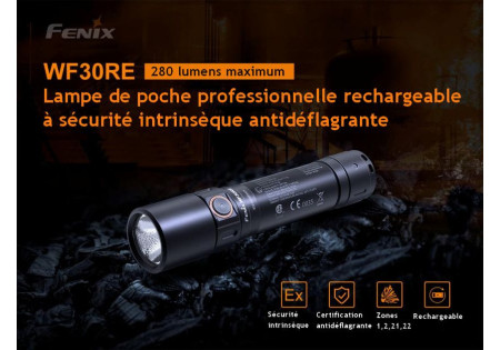 Lampe tactique FENIX WF30RE ANTI EXPLOSION 280 LUMENS BLACK