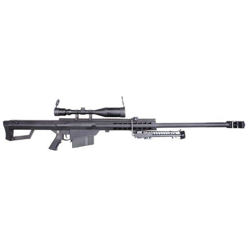 Fusil SNIPER BARRETT M82 A1 AEG BLACK S&T + LUNETTE + BIPIED