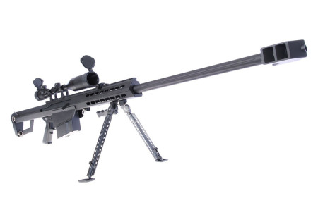 Fusil SNIPER BARRETT M82 A1 AEG BLACK S&T + LUNETTE + BIPIED