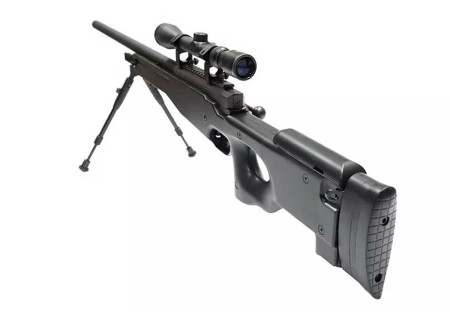 Fusil SNIPER WARRIOR I TYPE L96 AW308 30 BBs SPRING + LUNETTE + BIPIED BLACK WELL TGG