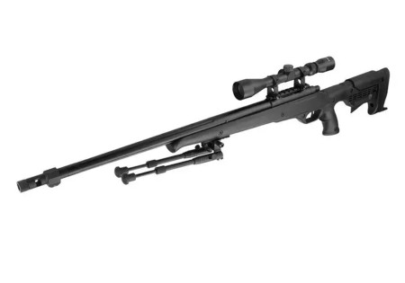 Fusil SNIPER MB11D 30 BBs SPRING + LUNETTE + BIPIED BLACK WELL TGG