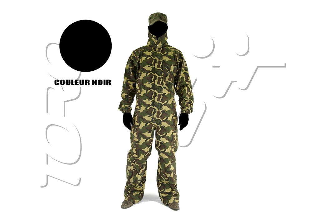 COMBINAISON TISSU PAINTBALL AVEC PROTECTION COU BLACK