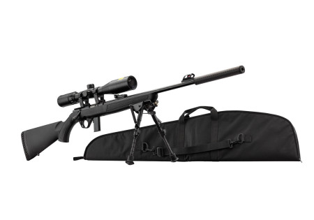 Pack Carabine 22LR MOSSBERG PLINKSTER 802 SYNTHETIQUE BLACK + LUNETTE 2.5-10 x 42 + SILENCIEUX + FOURREAU - Catégorie C