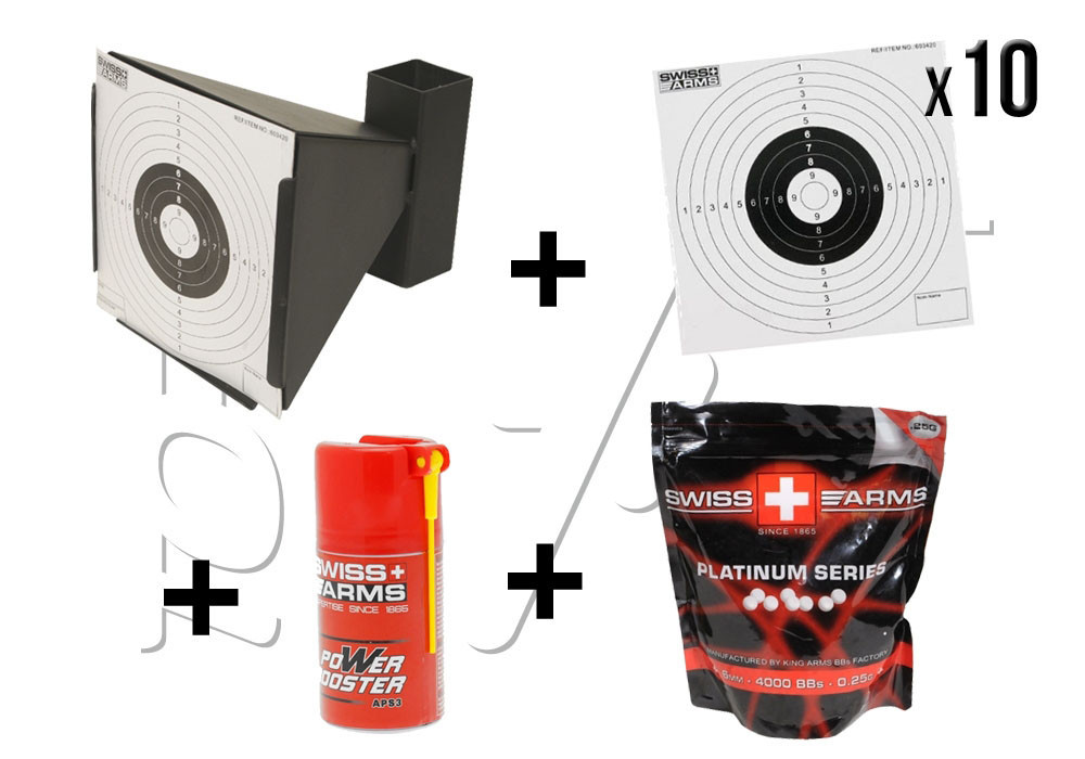 Kit AIRSOFT PORTE CIBLE + CARTON + BILLES + LUBRIFIANT