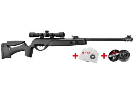 Pack carabine 4.5mm (Plomb) GAMO TACTICAL STORM BLACK + LUNETTE 4X32 WR + CIBLES + PLOMBS