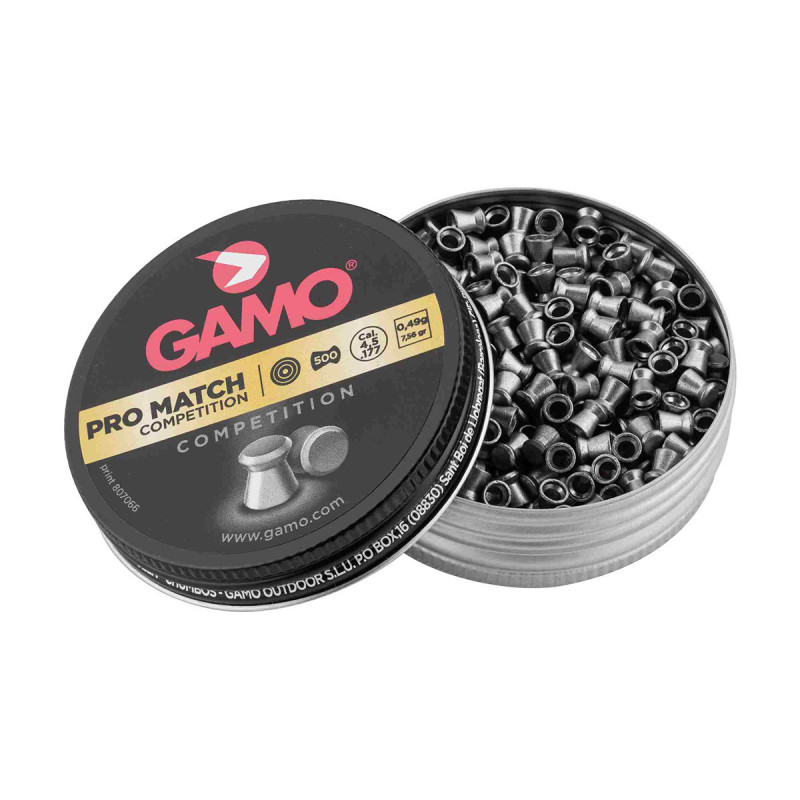 Plombs 4.5mm GAMO PRO MATCH COMPETITION PLATS 0.49g BOITE X500