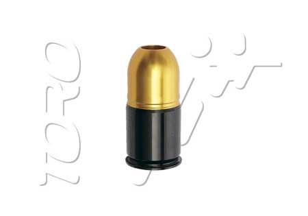 Grenade ogive DIAM 40mm PAINTBALL AIRSOFT L80mm GAZ ET CO2 65 BILLES BLACK GOLD ASG