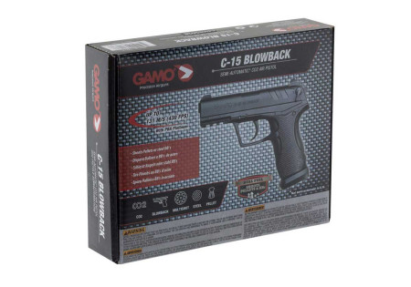 Pistolet 4.5mm (Billes et plombs) C15 BLOWBACK CO2 BLACK GAMO