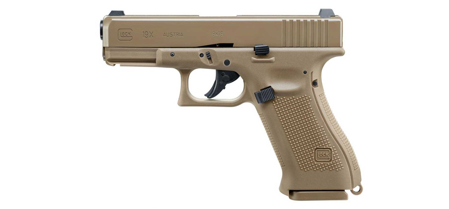 Pistolet 4.5mm (Billes) GLOCK 19X CO2 BLOWBACK 18BBs 3J COYOTE TAN UMAREX