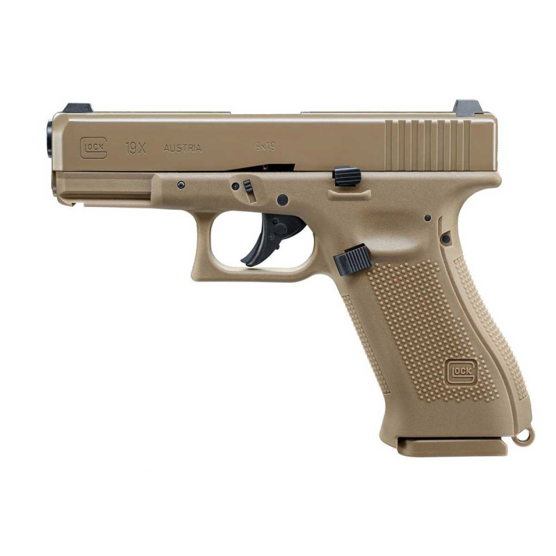 Pistolet 4.5mm (Billes) GLOCK 19X CO2 BLOWBACK 18BBs 3J COYOTE TAN UMAREX