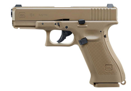 Pistolet 4.5mm (Billes) GLOCK 19X CO2 BLOWBACK 18BBs 3J COYOTE TAN UMAREX