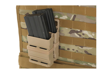 Porte 2 CHARGEURS RIGIDES ABS TYPE 5.56 (M4/M16) SYSTEME MOLLE TAN