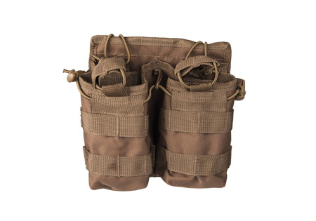 Porte 2x2 CHARGEURS UNIVERSEL M4/M16/AK47 OPEN TOP SYSTEME MOLLE MILTEC TAN