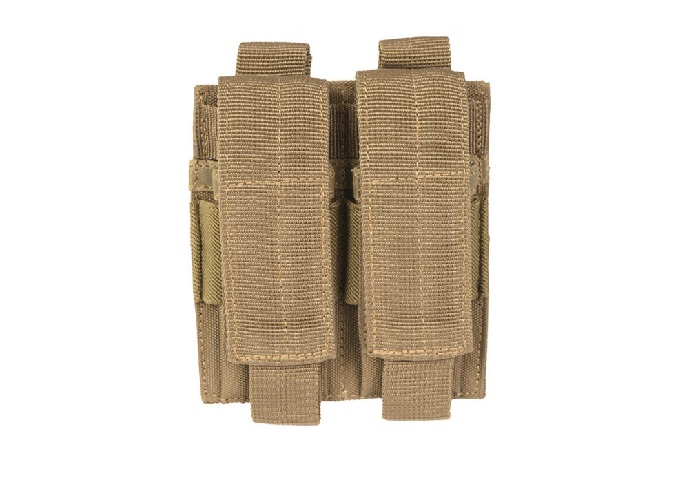 Porte 2 CHARGEURS PISTOLET UNIVERSEL SYSTEME MOLLE MILTEC TAN