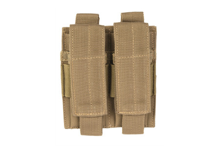 Porte 2 CHARGEURS PISTOLET UNIVERSEL SYSTEME MOLLE MILTEC TAN