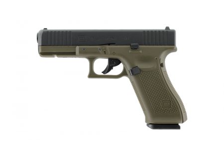 Pistolet 6mm GLOCK 17 GEN5 CO2 BLOWBACK 14 BBs 2J OLIVE BATTLEFIELD GREEN UMAREX