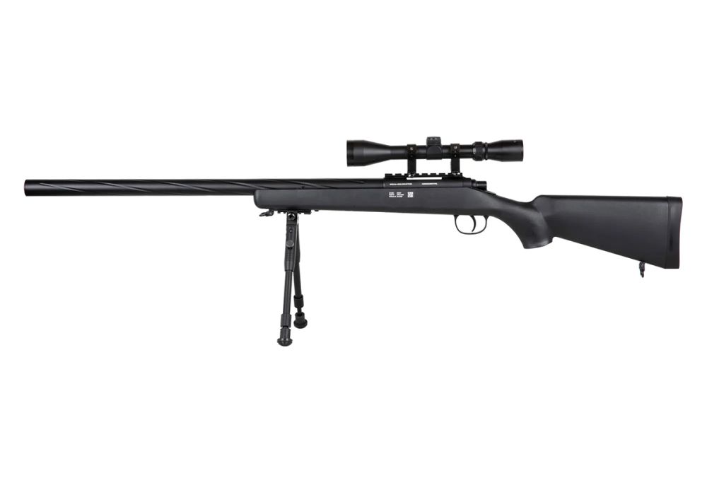 Fusil SNIPER SA-S12 EDGE TYPE VSR10 SPRING + LUNETTE + BIPIED BLACK SPECNA ARMS