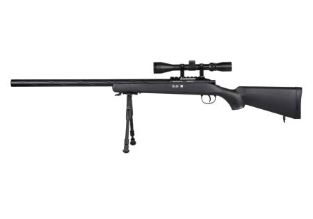 Fusil SNIPER SA-S12 EDGE TYPE VSR10 SPRING + LUNETTE + BIPIED BLACK SPECNA ARMS